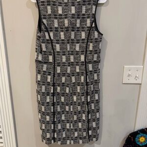 Calvin Klein Black and White Patterned Midi Dress
